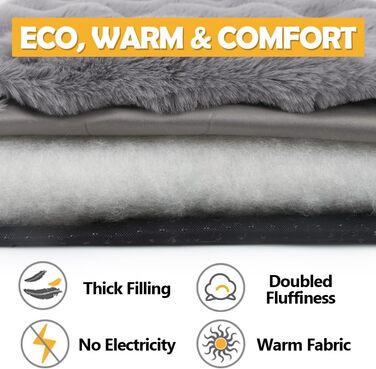 Самогріюча ковдра для котів та собак XIAPIA, фланелева, без кабелів, тепла, миється, термоковдра для котів, подушка для котів, для дому та авто, сіра, 60 x 45 см, M