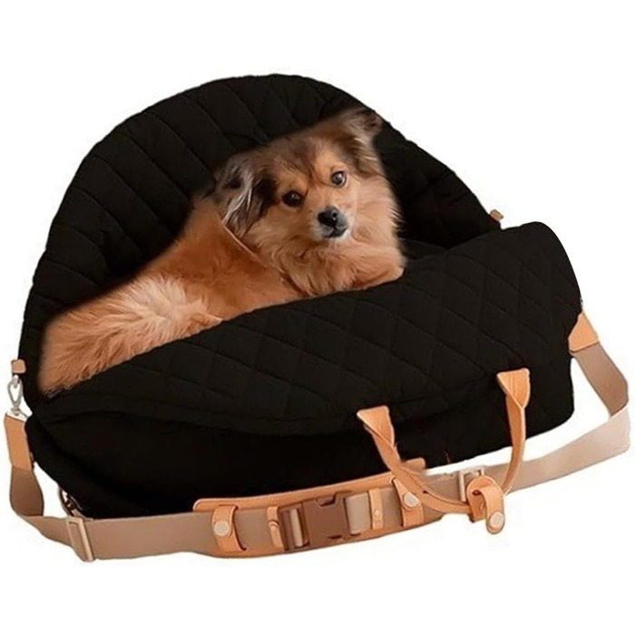 Міцна переноска для собак ZYHARUKO з кишенькою для зберігання, 3-сторонні кільця, неслизьке дно для автомобіля, подорожей, дому, зручна для подорожей (Чорний)