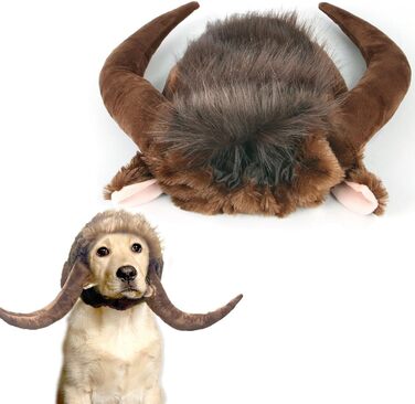 Перука-ріг для костюма собаки, косплей, голова бика, демон для святкування Дня подяки та Різдва