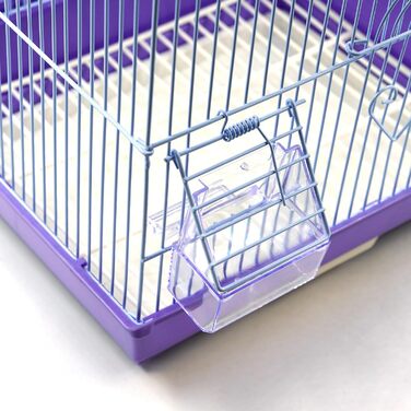 Клітка для птахів з годівницями, жердинами та гойдалками, 34,5 x 28 x 49,5 см, зелена/фіолетова
