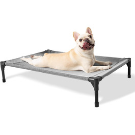Підвищене ліжко для собак Mora Pets, для вулиці та дому, сіра лежанка 94.5x61x18 см, для малих, середніх і великих собак, кемпінг, сад