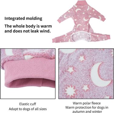 Піжама для собак великих порід, теплий комбінезон для собак дівчаток, зимовий одяг для собак, світиться в темряві (рожевий, L)