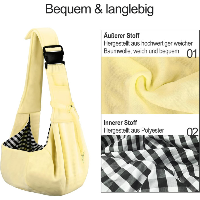 PetLoft Слінг-переноска для собак, реверсивний, регульований, для собак/кішок/кроликів (Бежевий)