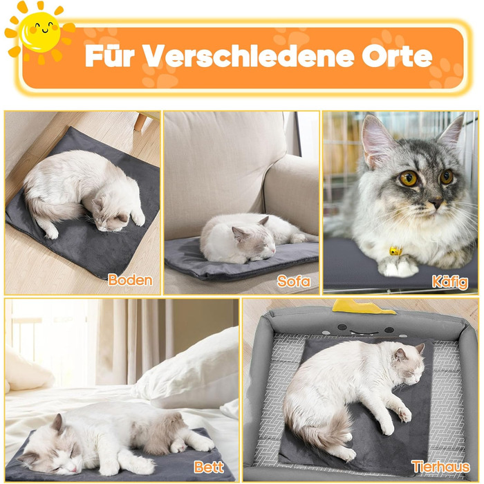 Електричний килимок для тварин 45x70 см - нагрівальний килимок для собак та котів з 9 температурними режимами (35–55℃) та таймером, бісостійкий кабель 1.8 м, 2 знімні чохли