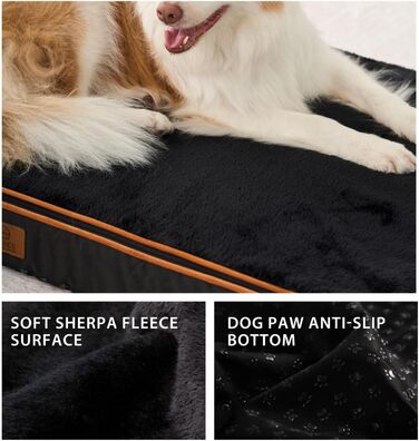 Ортопедичний лежак для собак з пінополіуретану, середній, вологостійкий, знімний чохол, сірий (30' x 20' x 5')