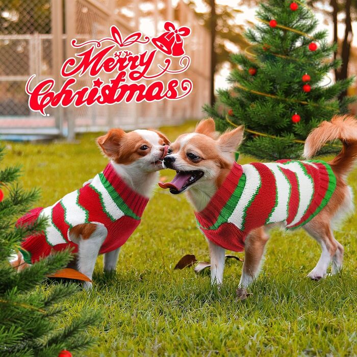 Пуловер для собак на Різдво: Костюм Святого Миколая для собак, малого, середнього та великого розміру. Червоний пуловер з повідком та отвором для хвоста. Ідеальний одяг для домашніх тварин. Розмір L.