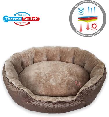Ортопедичне ліжко для собак Santorini – ізольоване двостороннє ліжко з ефектом пам'яті, знімає навантаження на суглоби, для осені та зими (XL, Коричневе)