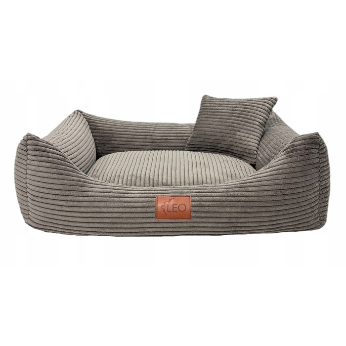 Лежанка для собак Leo4dog з вельвету, знімний чохол для прання, коричнева, розмір M (80x60 см)