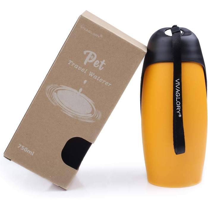 Фляга для води для собак VIVAGLORY Pawhike, 750 мл, нержавіюча сталь, портативна, оранжева