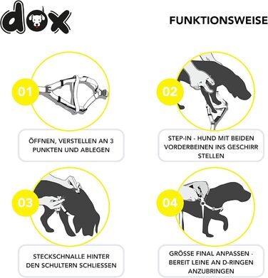 DDOXX Нейлонова шлейка для собак Step-In, регульована, для цуценят та дорослих, розмір XXS, жовта