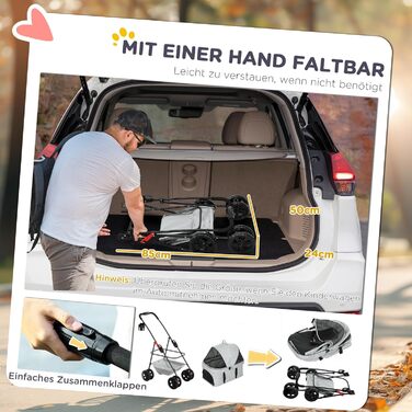 PawHut Візок для собак і котів 3 в 1, складний, до 4 кг, сірий