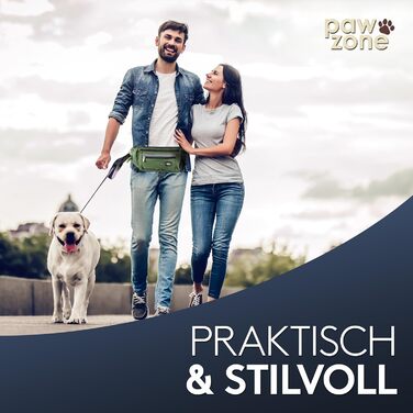 PAWZONE Сумка для корму для собак - Поясна сумка для ласощів для собак - Аксесуар для собак - Сумка для ласощів для собак - З відбиваючим шнуром та додатковим ремінцем для Flexileine (Оливковий)