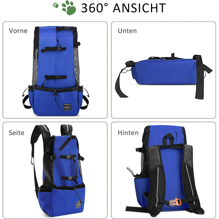 ASOPETS Рюкзак-переноска для собак середніх розмірів, блакитний, XL - для прогулянок, походів, кемпінгу та подорожей