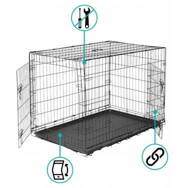 Металевий вольєр-клітка Be-Active для великих собак, 68 x 105 x 75 см