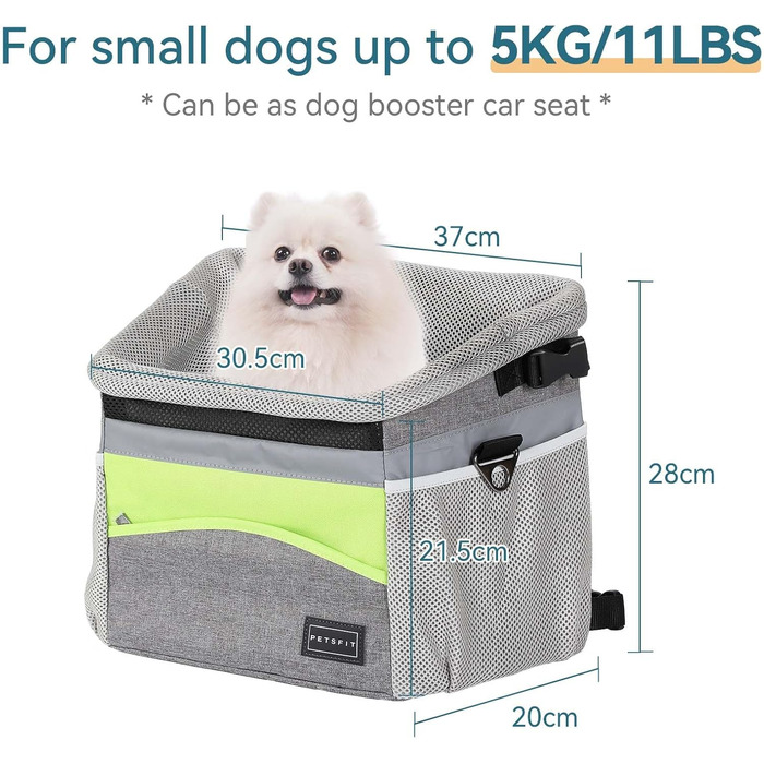 Транспортна сумка для собак та котів Petsfit: рюкзак, переноска, складана, сіра+зелена
