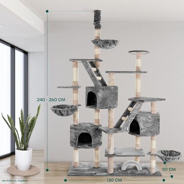 Велика когтеточка HAPPYPET SAM XXL 260 см сіра