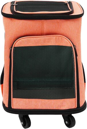 Складаний рюкзак-переноска для собак та котів Soudesileim 2-в-1 з візком, до 9 кг (кіт) та 7.5 кг (собака), 34x28x44 см, дихаючий, помаранчевий