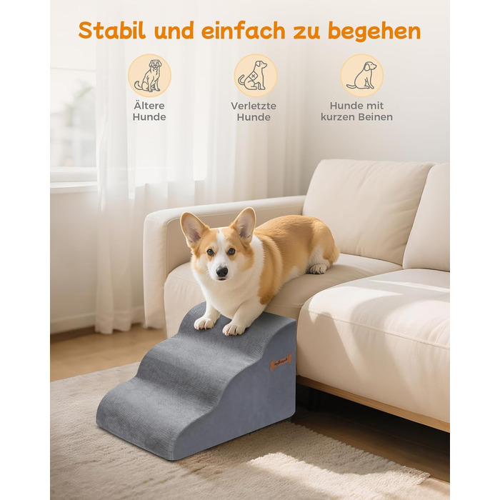 Сходинки для собак 5-ступінчасті, 60 см - для дивану та ліжка, з антиковзким покриттям. Ідеально для маленьких тварин та літніх котів з проблемами суглобів