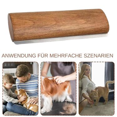 Щітка для видалення шерсті собак та котів з дерев'яною ручкою | Для грумінгу та догляду за шерстю | Розмір 20x6,8 см