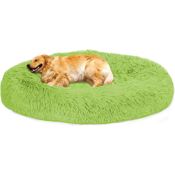 Кругле ліжко для собак Loir, 70 см, зелене, м'яке, плюшеве, для глибокого сну, washable