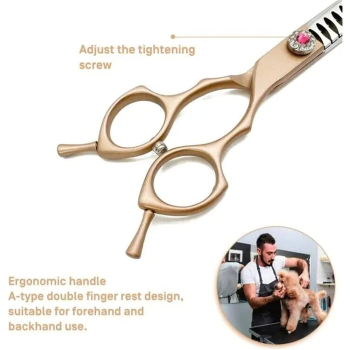 Ножиці для грумінгу собак і котів Floraslee - професійні ножиці для стрижки шерсті з регулюванням (тонкість 40-50%)
