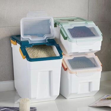 Контейнер для корму для собак, 10 кг, герметичний, на колесах, без BPA, сірий, 2 шт. (36x23x36 см)