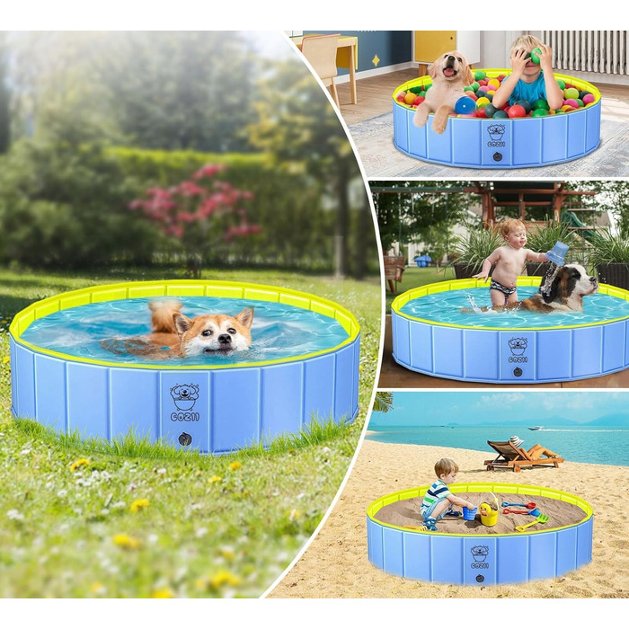 Складаний басейн для собак великого розміру, протиковзкий, для саду та двору (120x30 см)