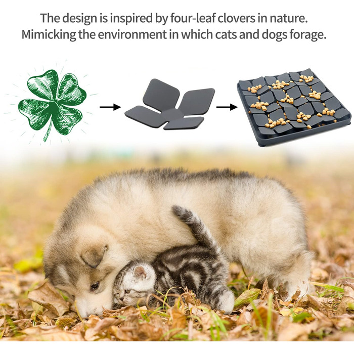 Килимок для повільного годування Hund & Katze Bowite Silikon з присосками для котів та маленьких собак (сірий)