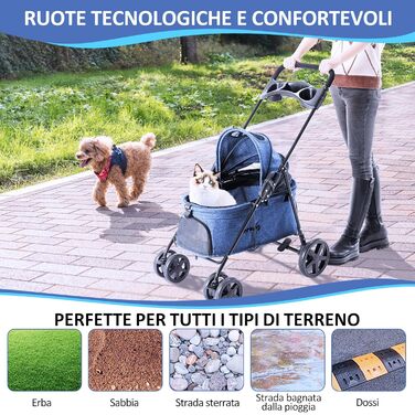 Візок для собак та котів, складаний, до 15 кг, блакитний