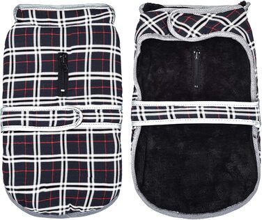 Зимовий теплий теплий жилет для собак Eastlion в клітинку, одяг для собак, жилет з отвором для шлейки, чорний, XS, M, L, XL