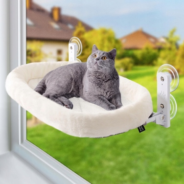 Підвісний гамак для котів на присосках GUUSII HOME, білий, до 18 кг, 53x30 см