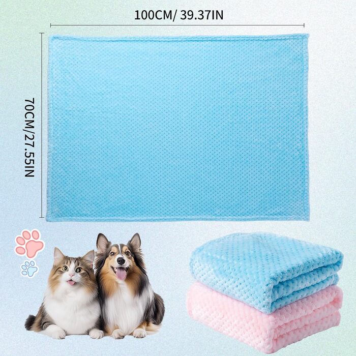Двошарові ковдри для собак та котів SLSON, 70x100 см (блакитний та рожевий)