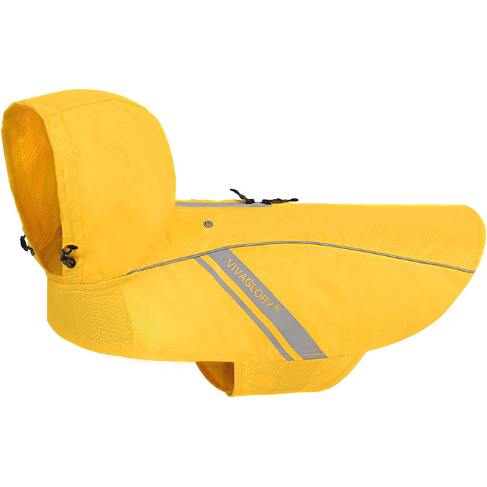 Жовтий дощовик для собак VIVAGLORY, XS-L, водонепроникний, з підкладкою, для зими, з відбиваючими елементами