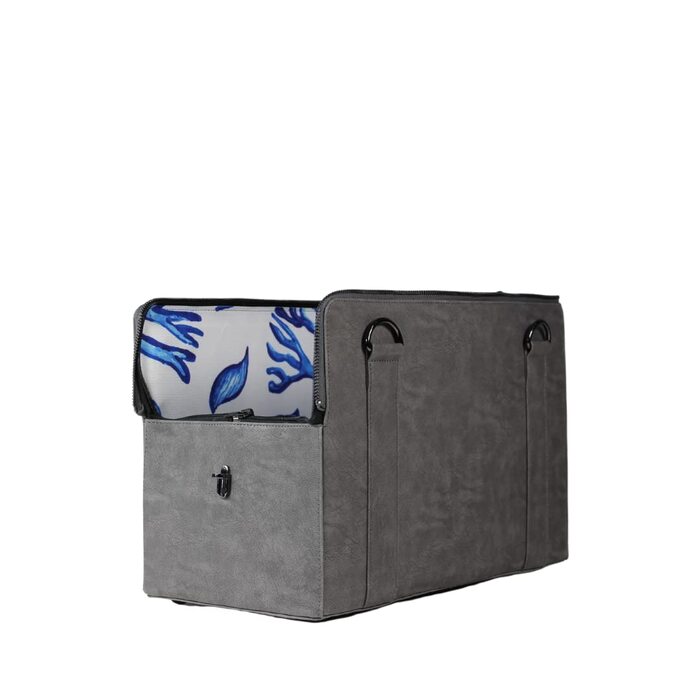 Сумка для собак MYXA Classi, переноска для собак, авіапереноска з знімною сіткою на даху (Сірий Океан, з кишенею)