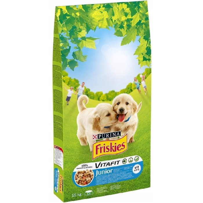 Корм для цуценят Friskies Junior з куркою, молоком та овочами, 15 кг