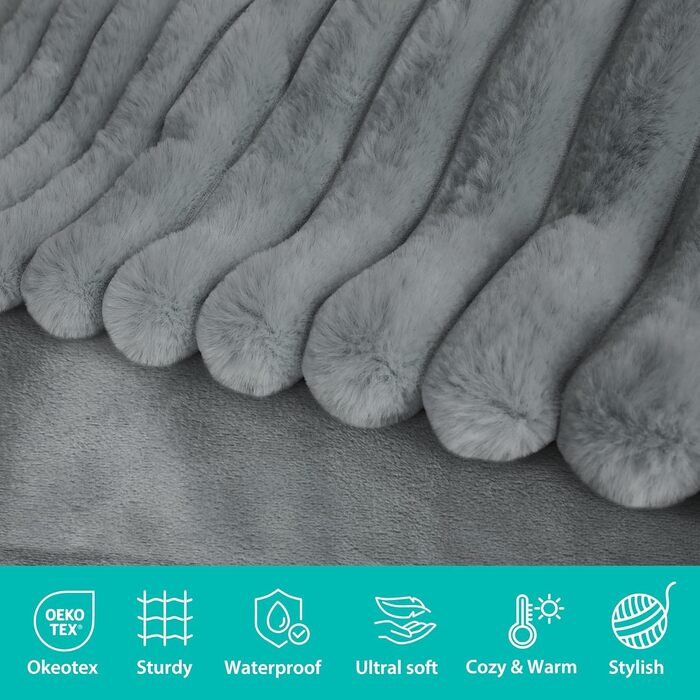 Водонепроникний коврик для собак на диван, плюш, великий розмір, для захисту меблів, супер м'який, заспокійливий, для дому (сірий, 127 x 152,4 см), XL