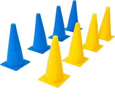 Набір фігурок 8LevelUp Pylonen (8 шт.) – 30 см. Ідеально для футболу, верхової їзди, дресирування собак та коней, агіліті. Жовті та сині фігурки, гнучкі, безпечні та міцні, з сумкою.