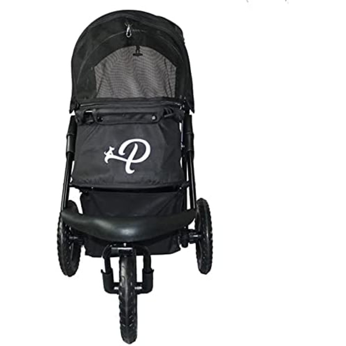 Petique Chinook Schwarz: розкішний візок для собак | Колеса 30 см, EVA, світловідбивачі | До 23 кг