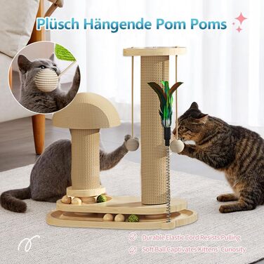 Інтерактивна дерев'яна іграшка для котів Anyingkai 4-в-1: карусель, куля, розвиваюча іграшка для котів