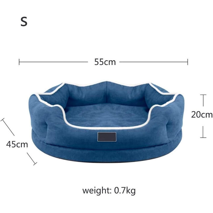 Ліжко для собак з піною-пам'яттю Deluxe, м'яке, миється, ортопедичне, знімний чохол, неслизьке дно, для маленьких та середніх собак (Колір: Синій, Розмір: S)