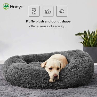 Кругле ліжко для собак та котів, Deluxe, сірий колір, Ø 60 см, зручне та миється