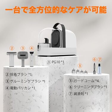 Машинка для стрижки собак AIRROBO з пилососом 12000 Pa, щітка для видалення шерсті, тиха машинка для собак з набором інструментів, контейнер для пилу 1.4L, PG10 Білий (Чорний)