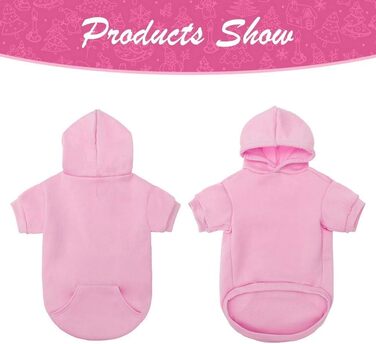 KOOLTAIL Пуловер з капюшоном для собак – теплий, м'який, з отвором для повідка та кишенею, зимовий одяг для собак, кошенят, дівчаток (Small/Medium, Рожевий)