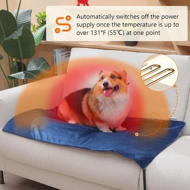 Кілимок гріючий для домашніх тварин Pecute: котики та песики, 40x45 см, з контролером, 6 температурних режимів