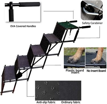 Східці для собак WUDLEP: металевий каркас, складаються, до 68 кг, 5 сходинок