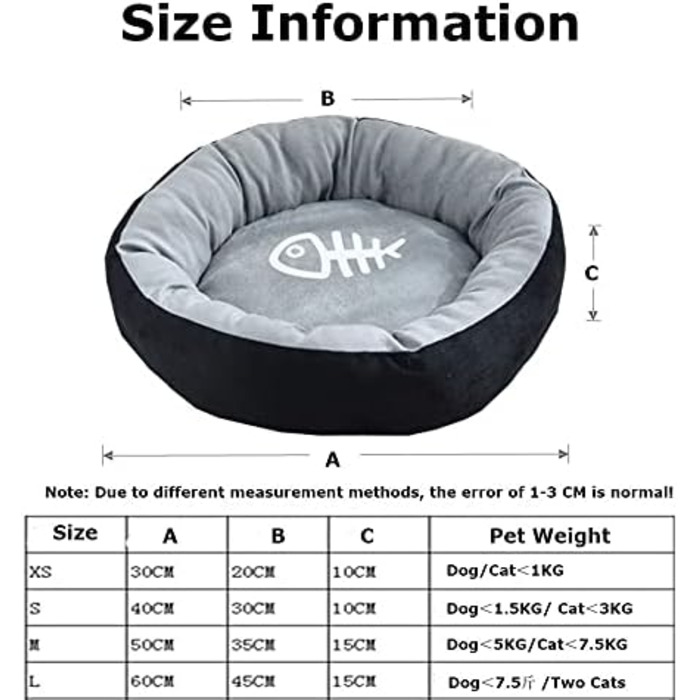 Кругле ліжко для собак та котів, сірий колір, діаметр 50 см