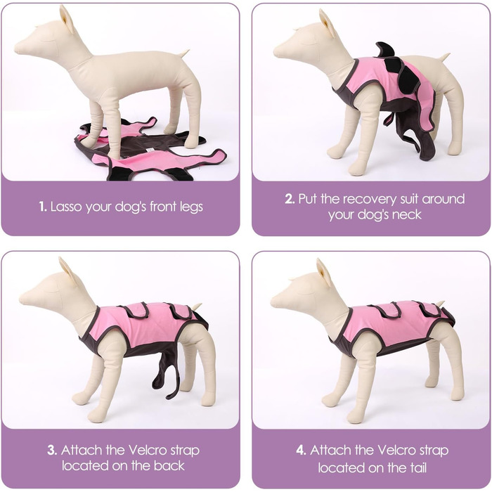 Піжама для собак після операції ASENKU: захист від лизання, альтернатива конусу, рожева, M