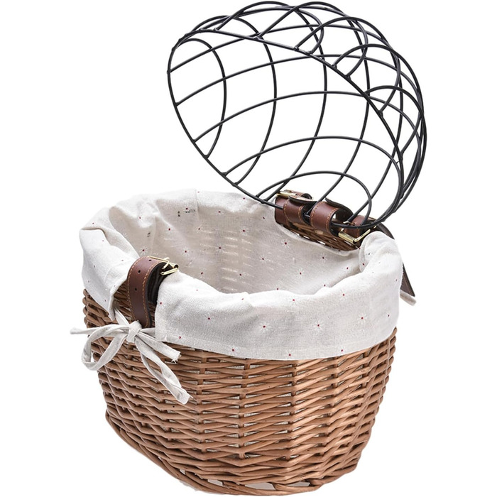 Кошик для собак на велосипед | Плетений кошик з лози з металевим захистом | Кошики для домашніх тварин | Кошик на велосипед з лози для собак