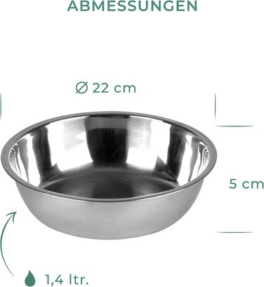 LAUBLUST додаткові миски для годівниці XL, 2 шт., нержавіюча сталь, 22×5 см, 2×1,4 л