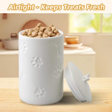 Керамічна ваза для ласощів для собак та котів, 22,9 x 12,7 см, велика, з кришкою, у стилі фермерського дому